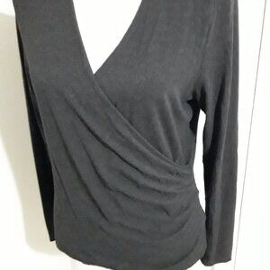 Lauren Ralph Lauren faux wrap dark gray sweater top size XL